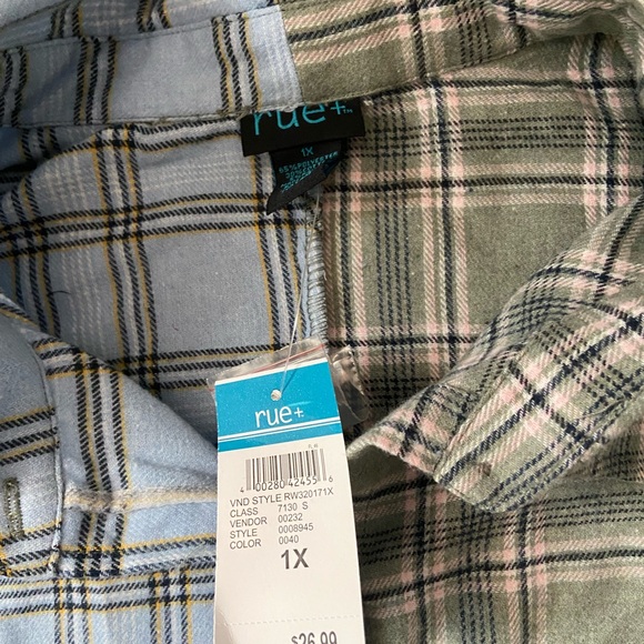 Rue21 Two Tone Plaid Button Down with Frayed Hem - Picture 3 of 3